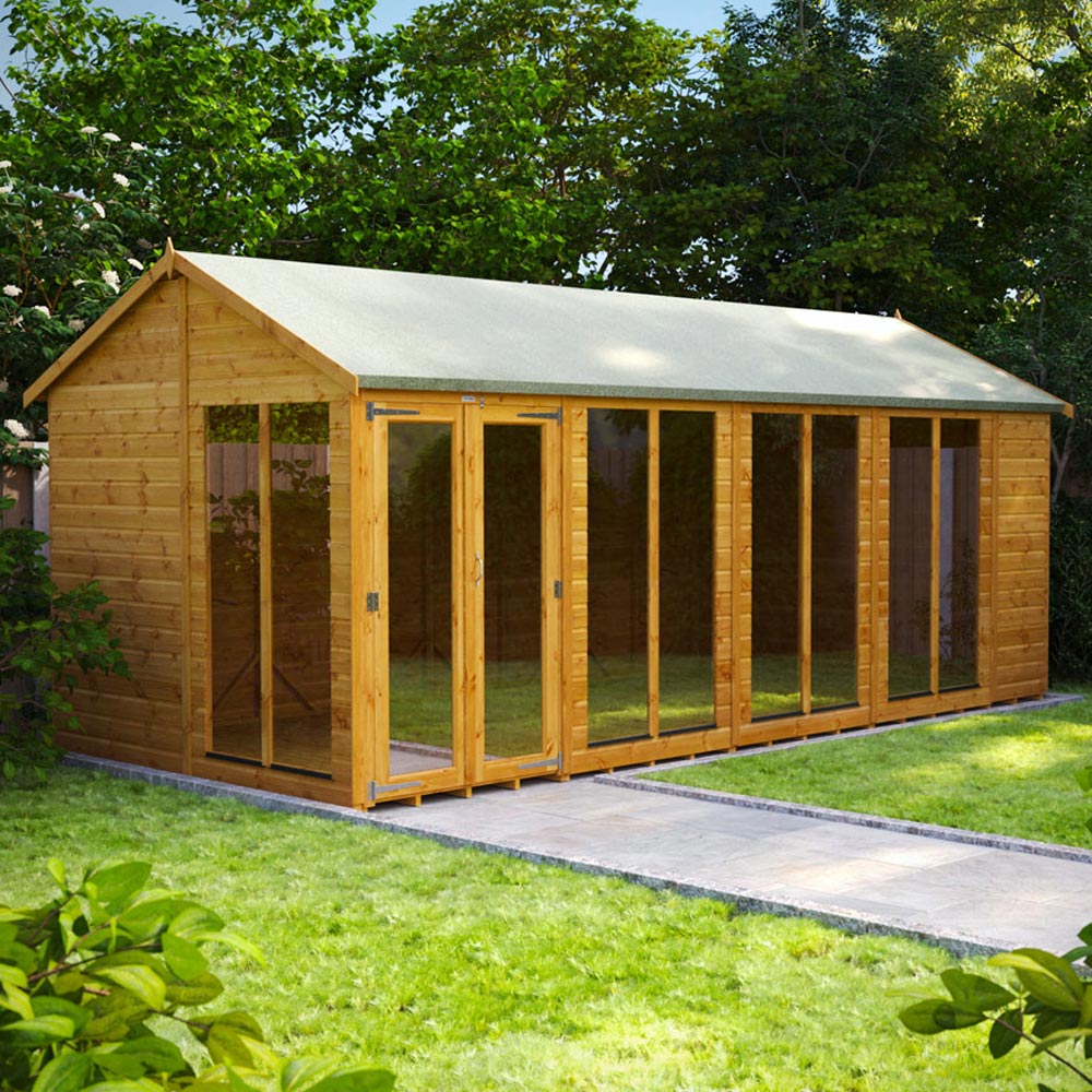 Power Sheds 18 x 8ft Double Door Apex Traditional Summerhouse Image 2