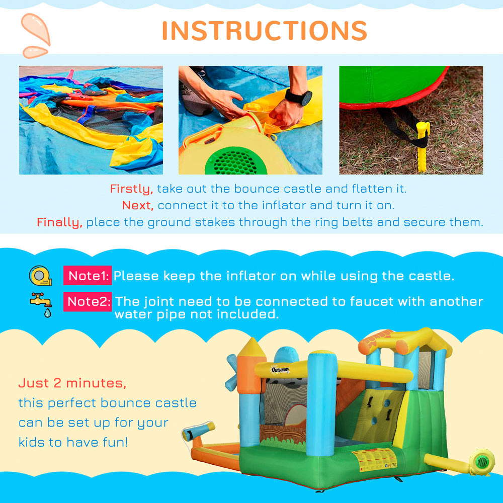 Outsunny Kids Inflatable House with Inflator Image 6