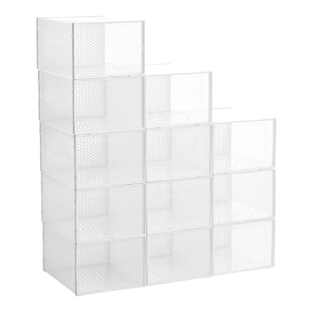 Living and Home White Stackable Shoe Storage Boxes 12 Pack Image 3