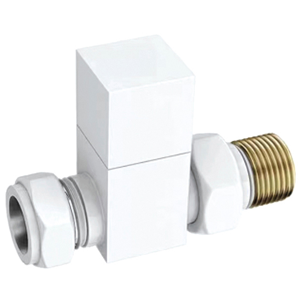 Towelrads White Square Straight Valve 15mm x 1/2inch 2 Pack Image 2