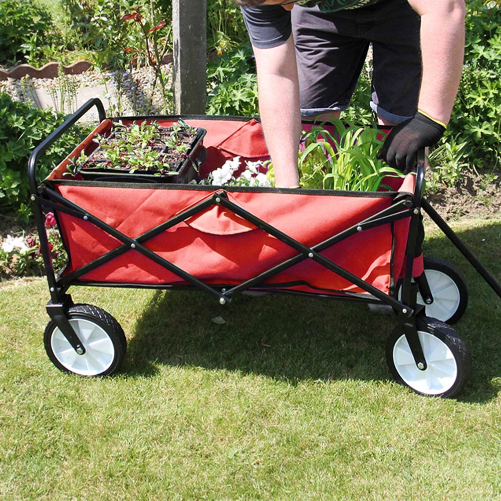 Foldable Garden Cart Red Image 2