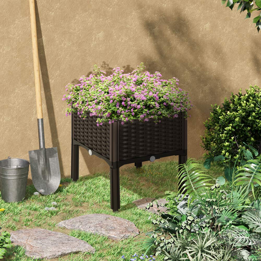 Outsunny Plastic Outdoor Raised Flower Bed Planter Image 2