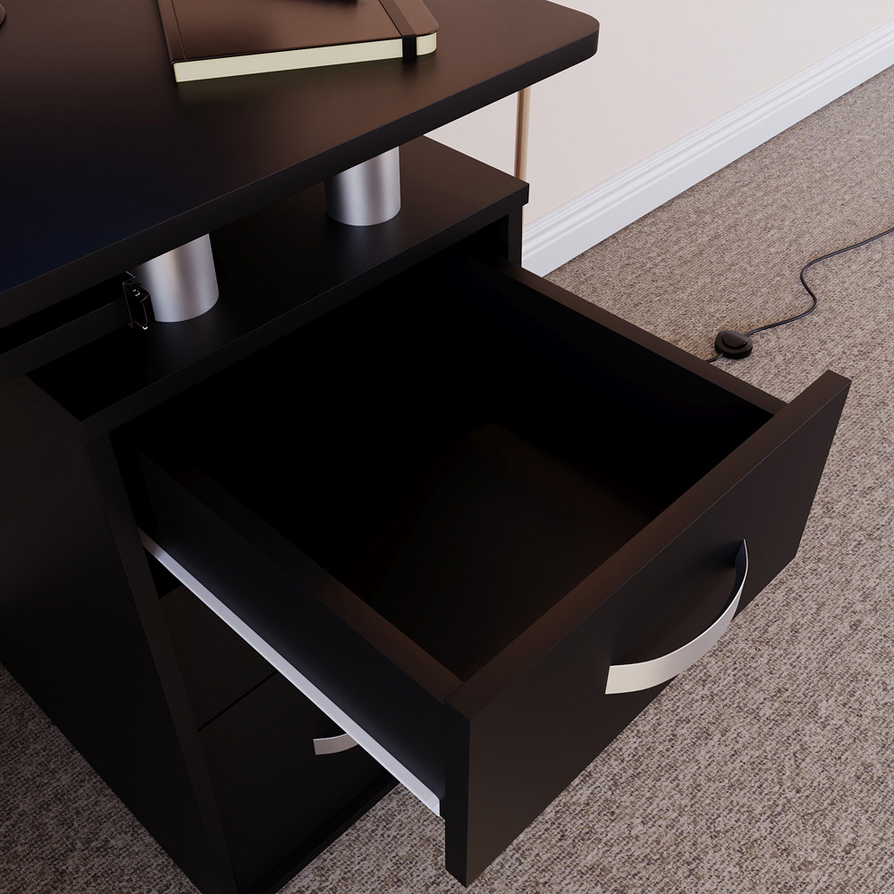 Vida Design Otley 3 Drawer Computer Desk Black Image 7