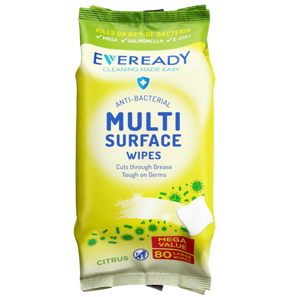 Eveready Citrus Anti Bacterial Multi Surface Wipes 80 Pack Image 1