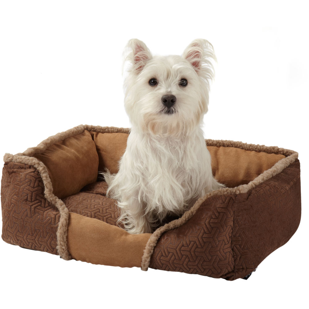 Bunty Kensington Medium Brown Fleece Fur Cushion Dog Bed Image 4