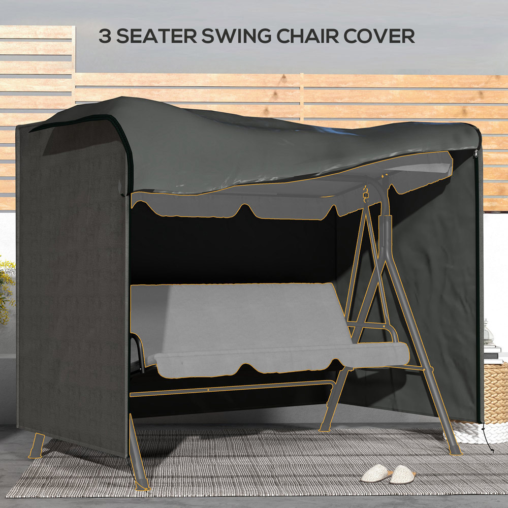 Outsunny Dark Grey 3 Seater Swing Bench Cover 164 x 124 x 205cm Image 5