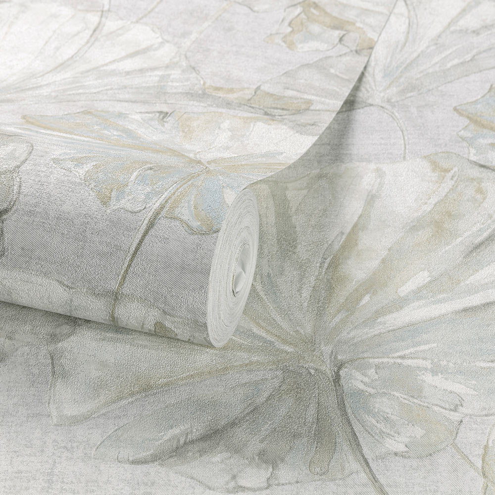 Grandeco Boutique Collection Water Lily White Wallpaper Image 2