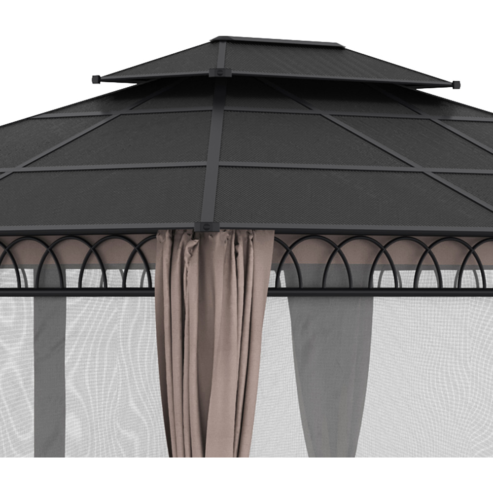Outsunny 3.6 x 3m Polycarbonate Double Roof Gazebo with Curtains Image 3