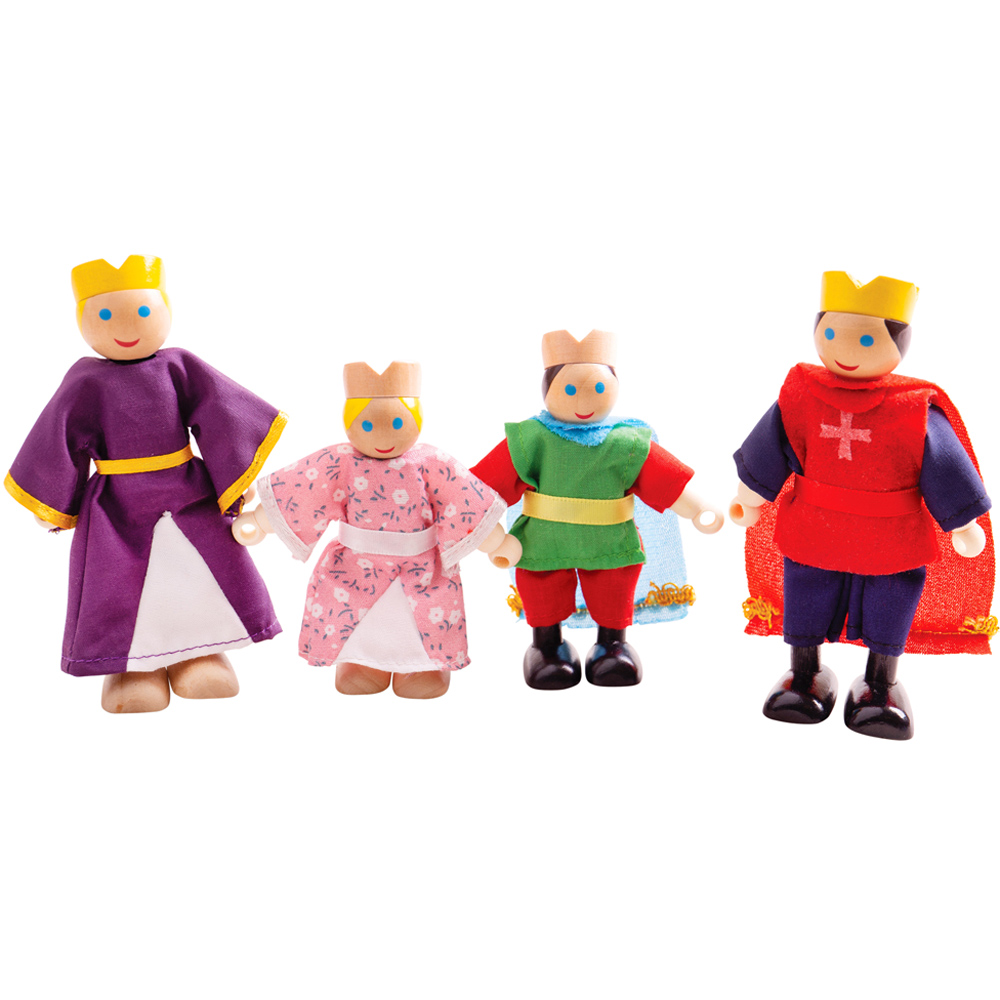 Bigjigs Toys Kids 4 Piece Wooden Royal Family Dolls Set Image 1