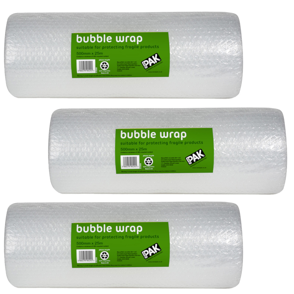 StorePAK Bubble Wrap 50cm x 25m 3 Pack Image 1