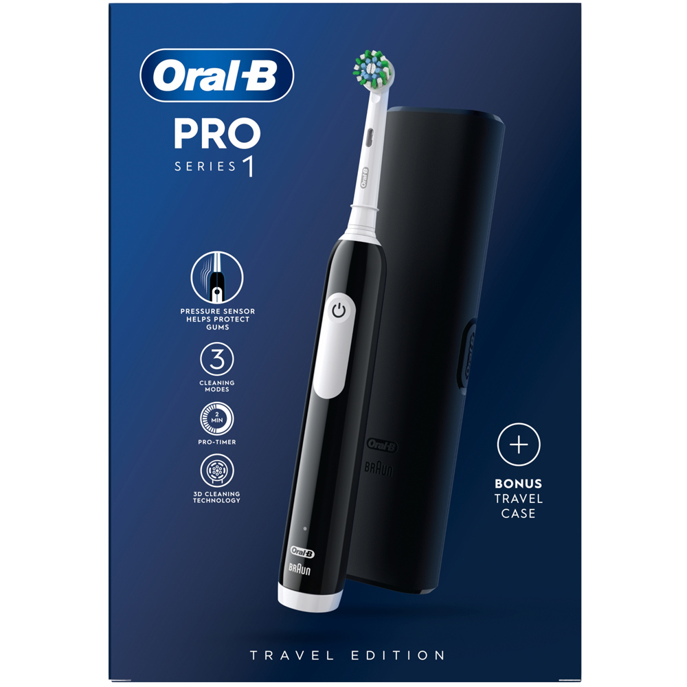 Oral-B Pro Series1 Cross Action Black Electric Toothbrush with Case Image 1