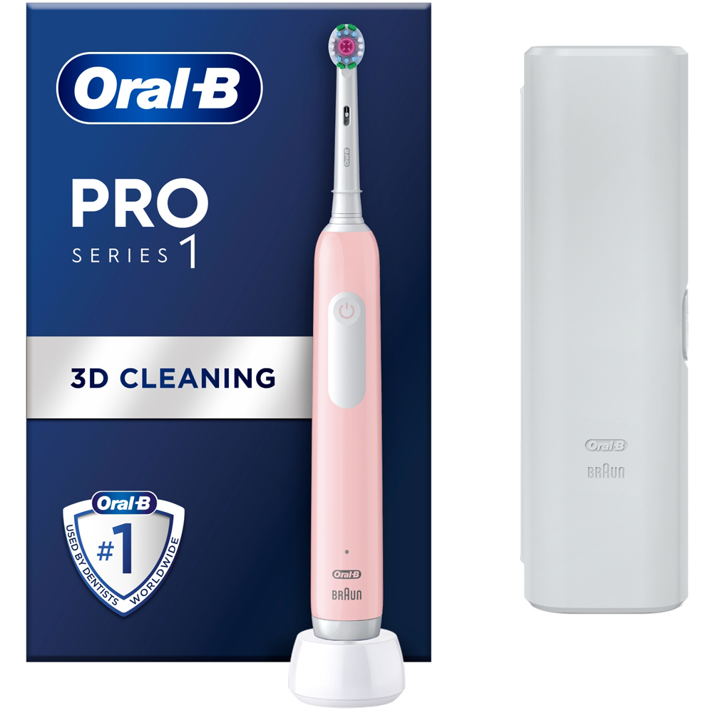 Oral-B Pro Series 1 3D White Pink Electric Toothbrush with Case Image 2