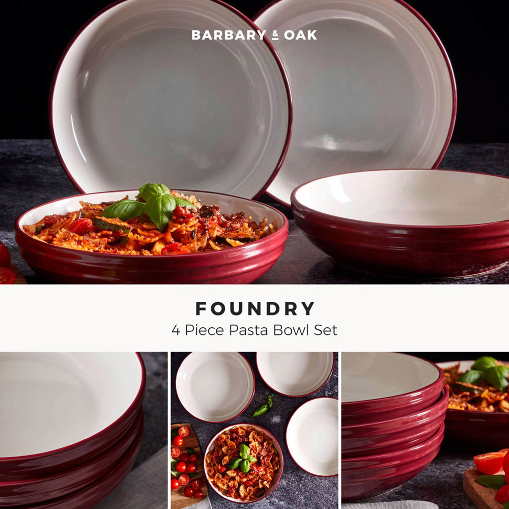 Barbary and Oak Set of 4 Bordeaux Red Pasta Bowls Image 2