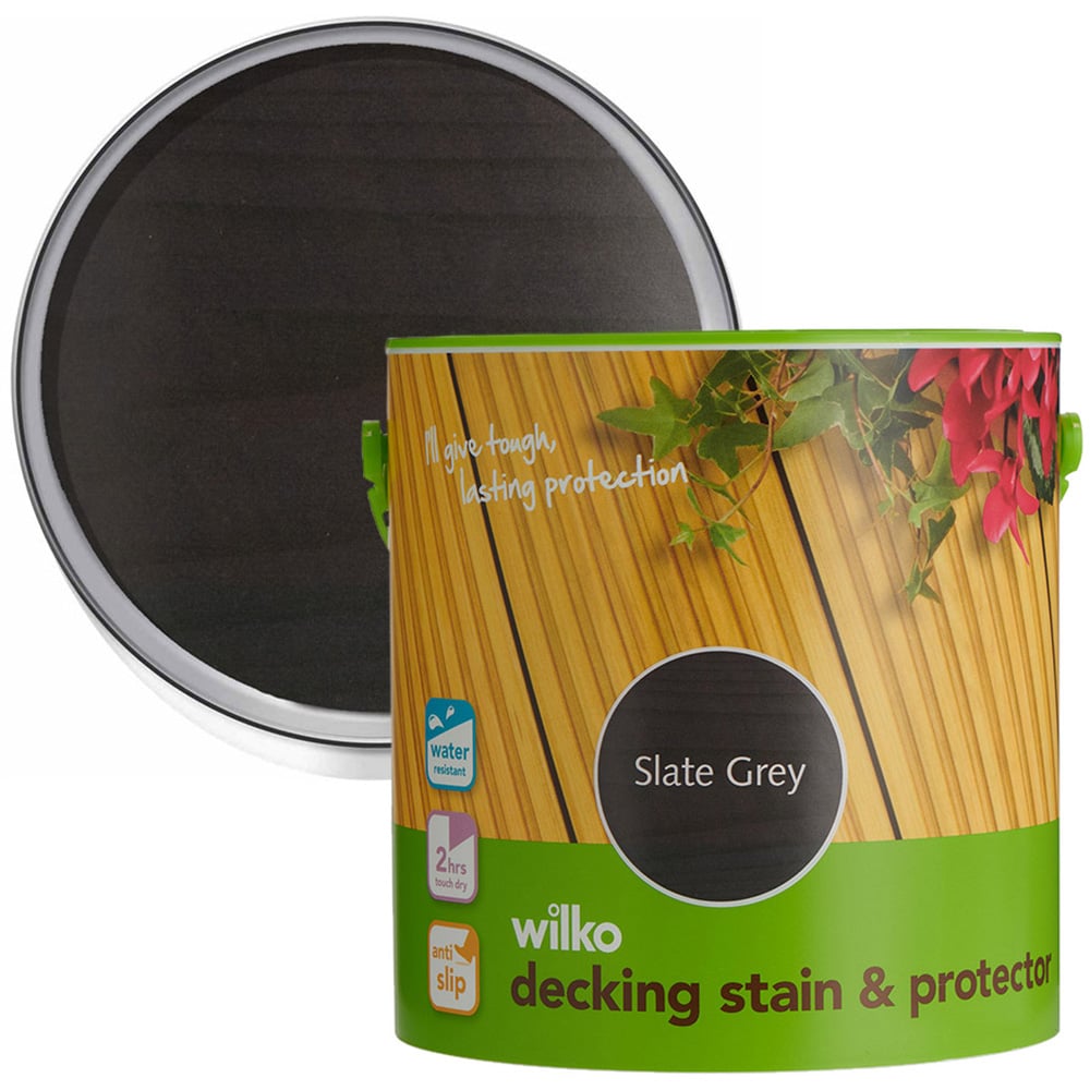 Wilko Anti Slip Slate Grey Decking Stain and Protector 2.5L Image 1