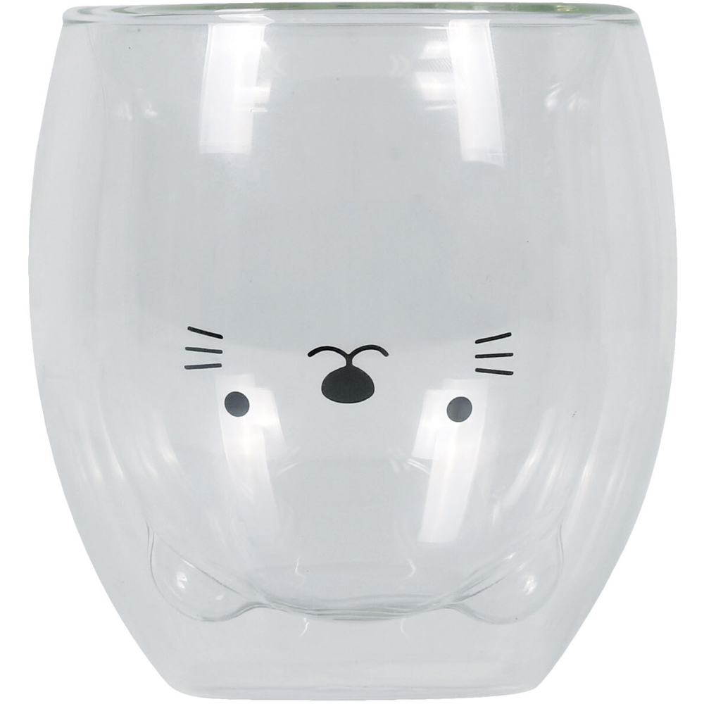 Cat Design Double Walled Insulated Glass Mug Image