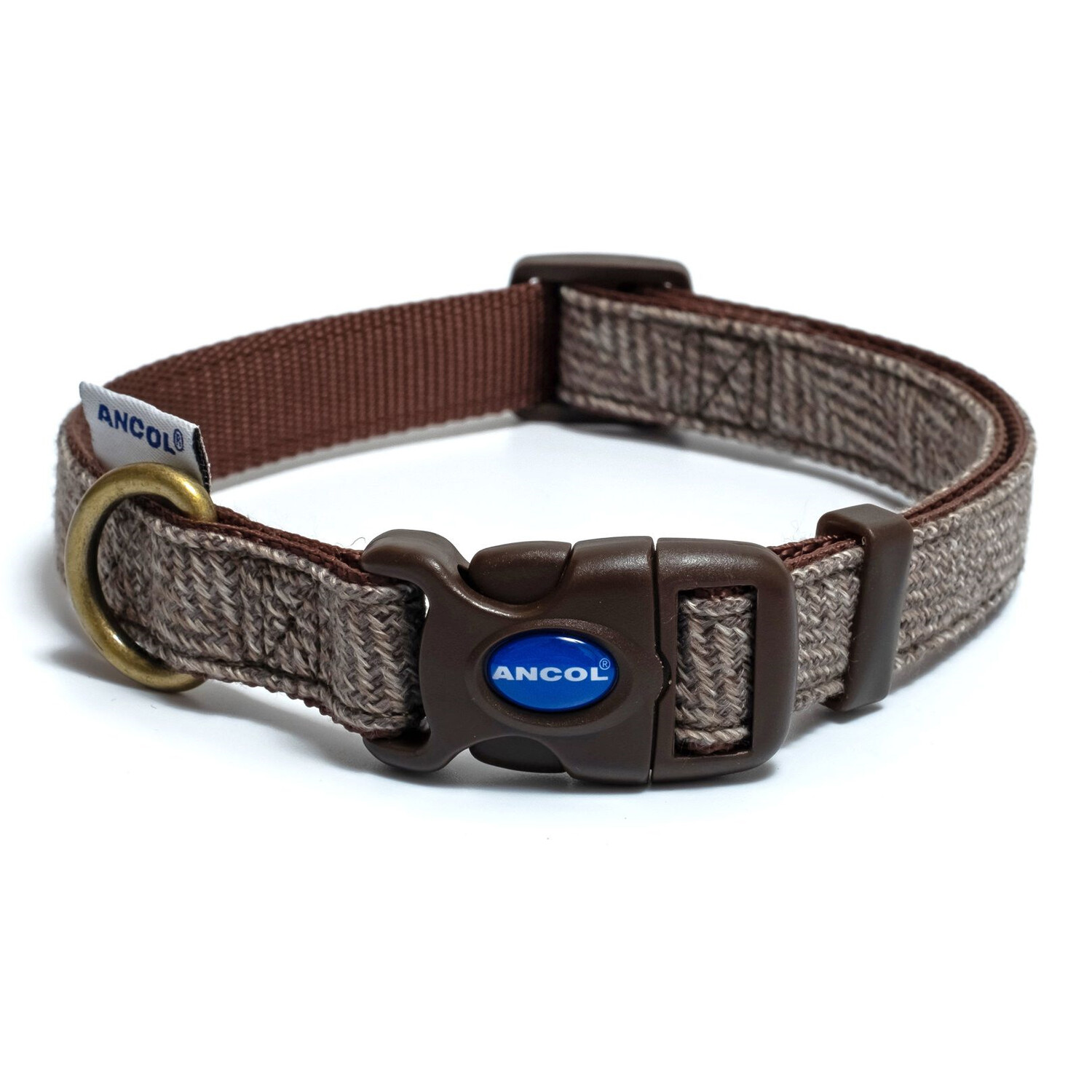 Herringbone Adjustable Dog Collar - Brown / 20 - 30cm Neck Image