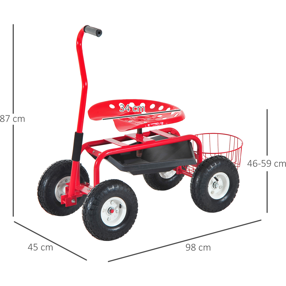 Outsunny Red Swivel Garden Trolley 150kg Image 7