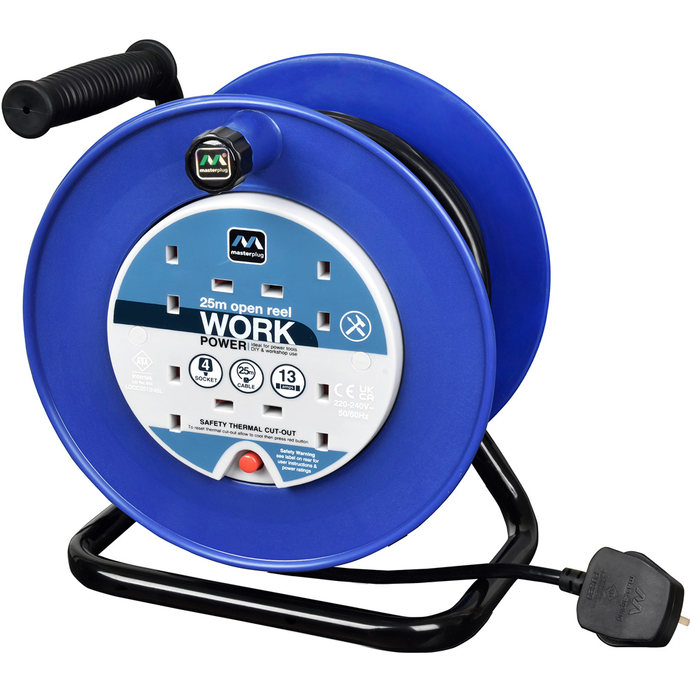 Masterplug Blue 13A 4 Socket Open Cable Reel 25m Image 3