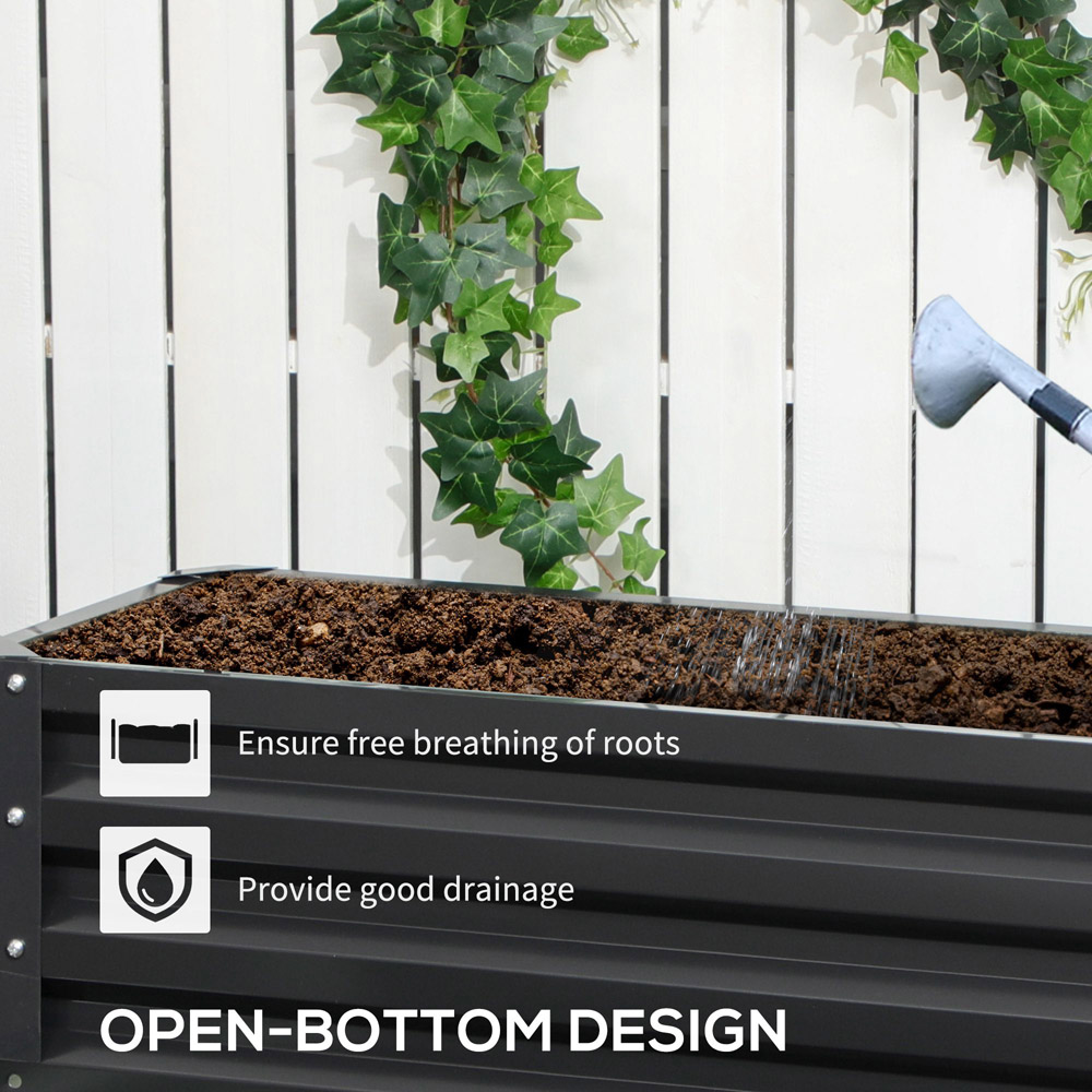Outsunny 2 Tier Dark Grey Galvanised Raised Garden Bed Planter Box Image 5