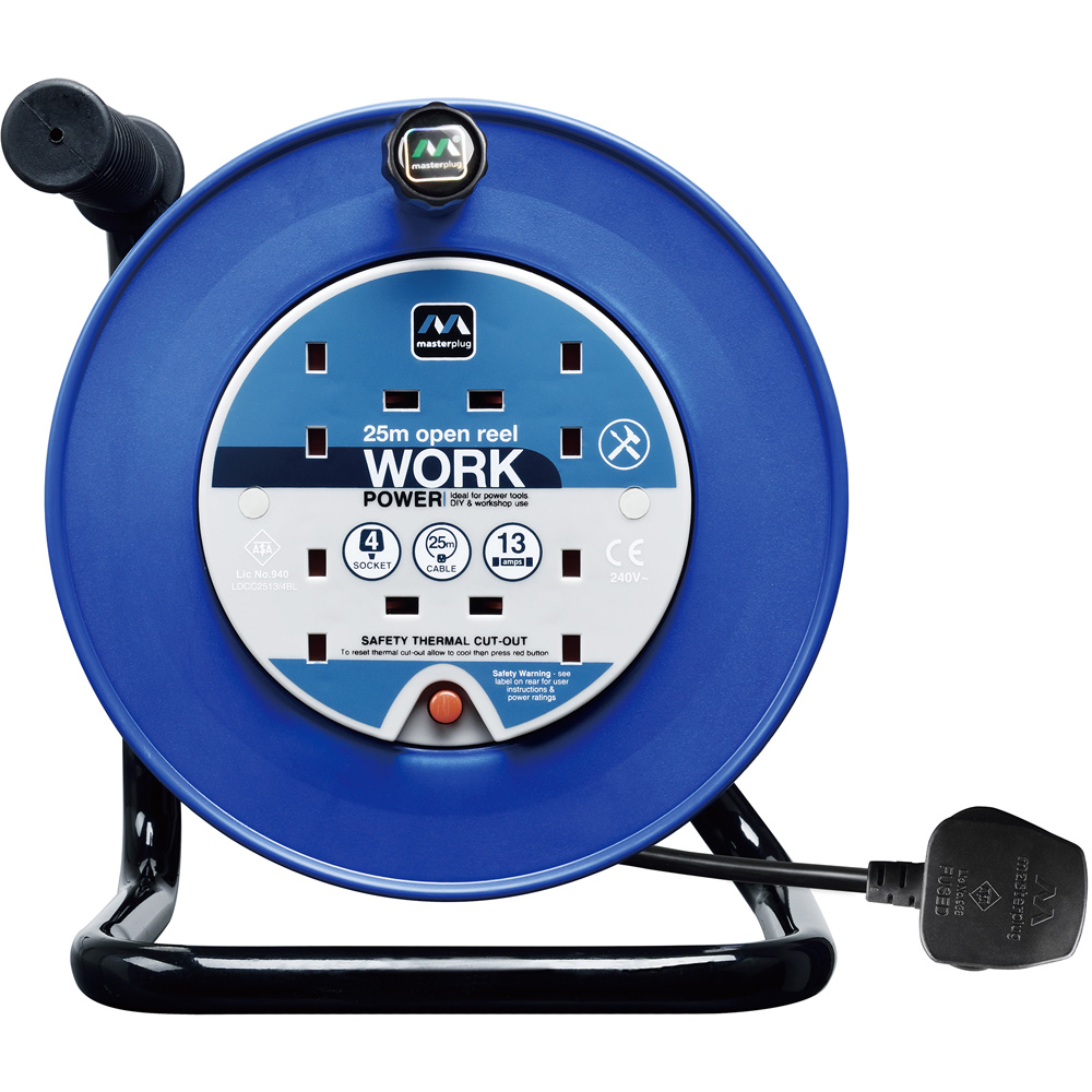 Masterplug Blue 13A 4 Socket Open Cable Reel 25m Image 2