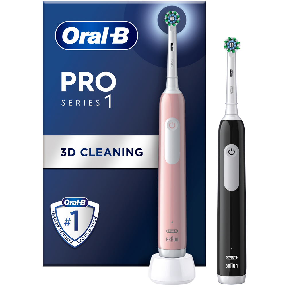 Oral-B Pro Series 1 Black and Pink Duo Electric Toothbrushes Image 2