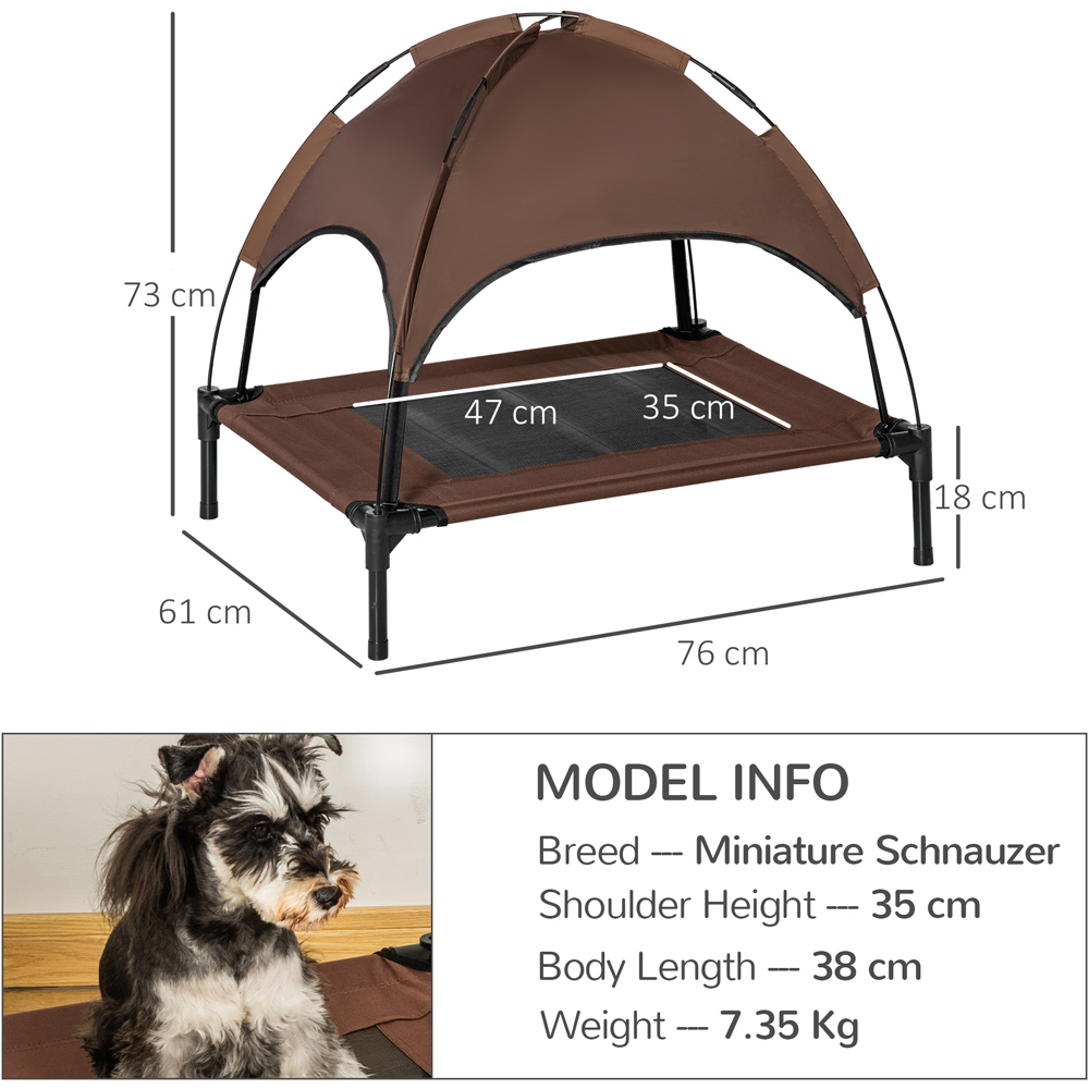 PawHut Coffee Raised Pet Bed with UV Protection Canopy Image 7