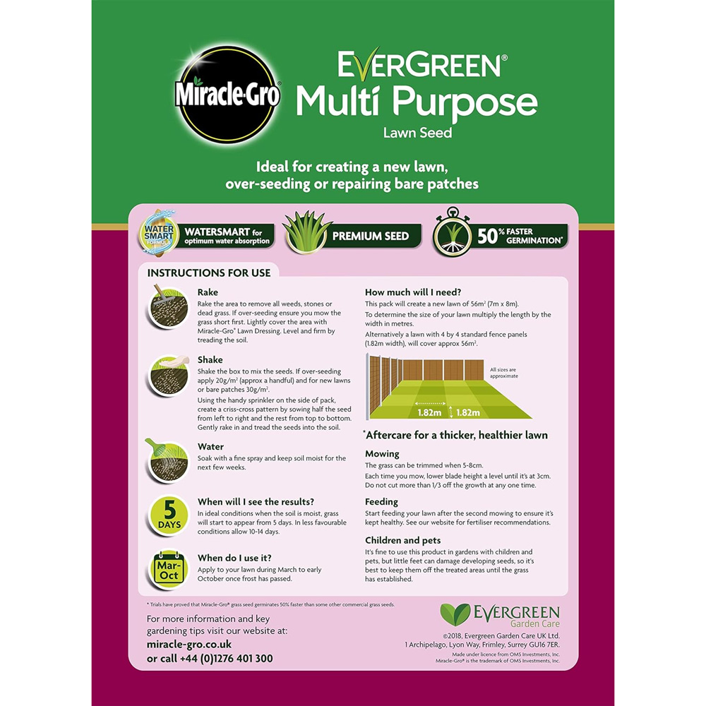 Miracle-Gro Evergreen Multi Purpose Lawn Seed 1.6kg Image 2