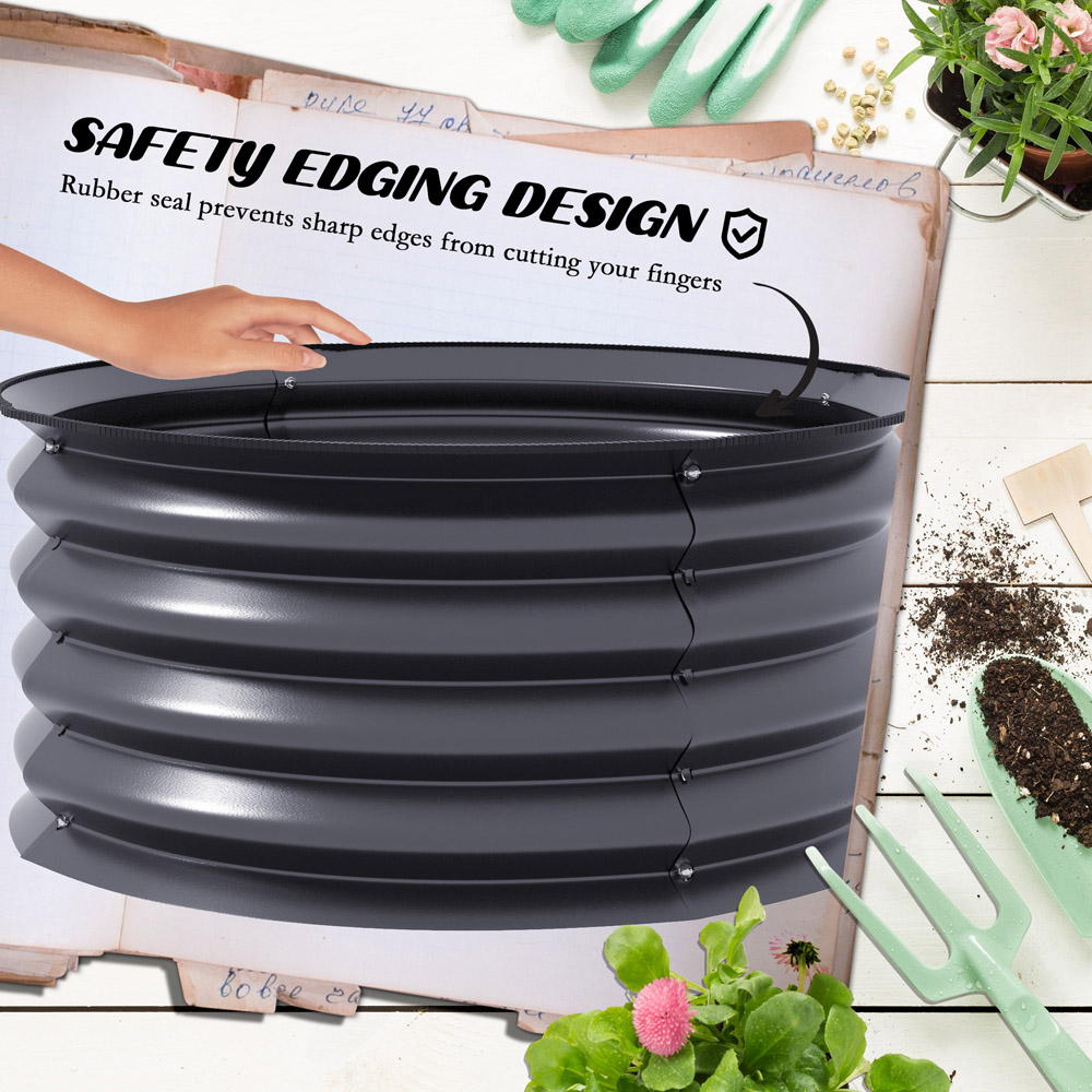 Outsunny Grey Raised Garden Bed Metal Planter Box with Safety Edging Set of 2 Image 6