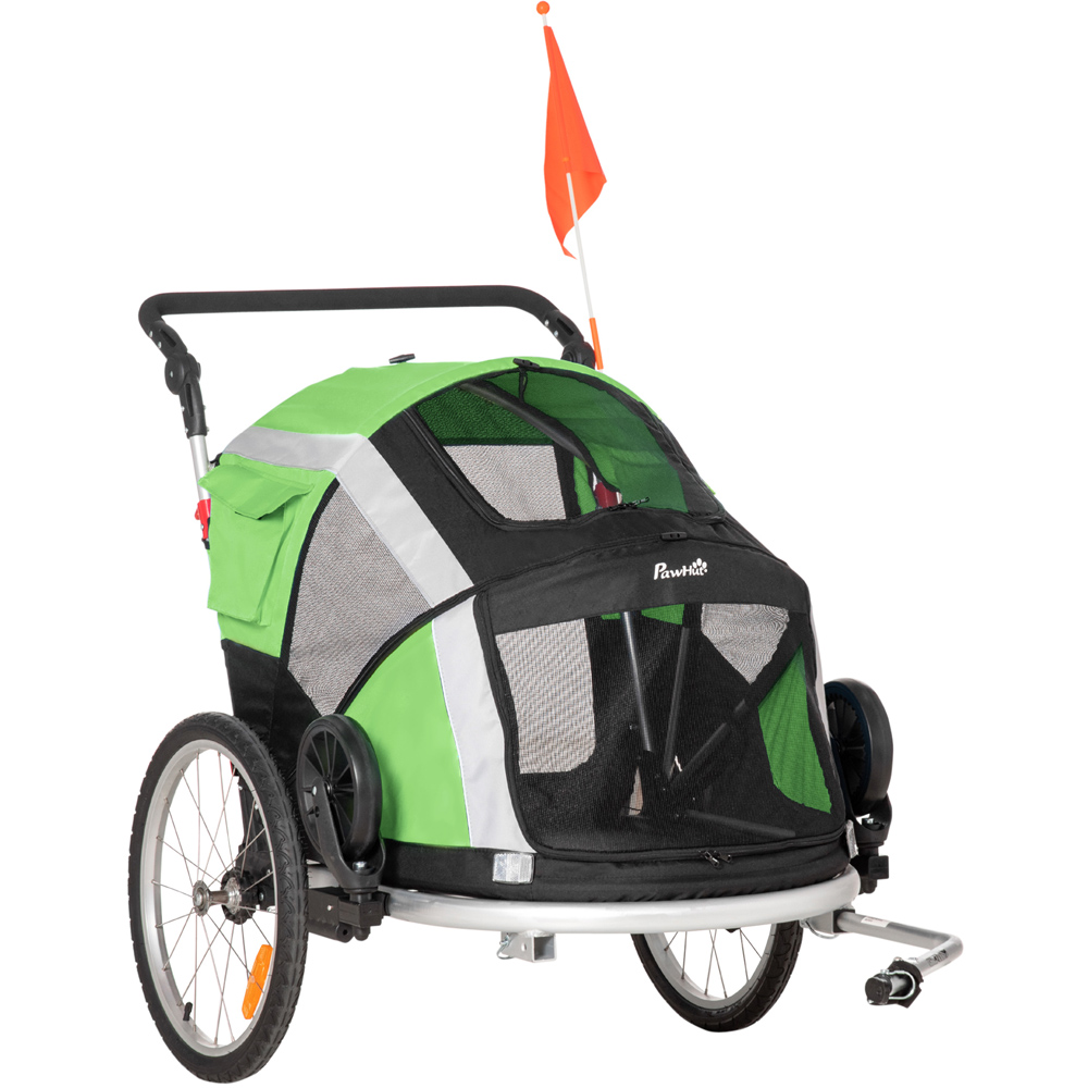 PawHut 2 in 1 Green Dog Trailer with Hitch Image 1