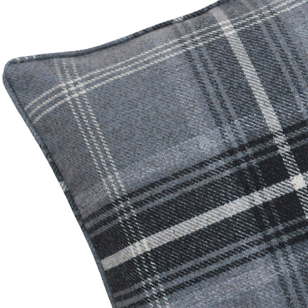 Paoletti Aviemore Grey Tartan Faux Wool Cushion Image 2