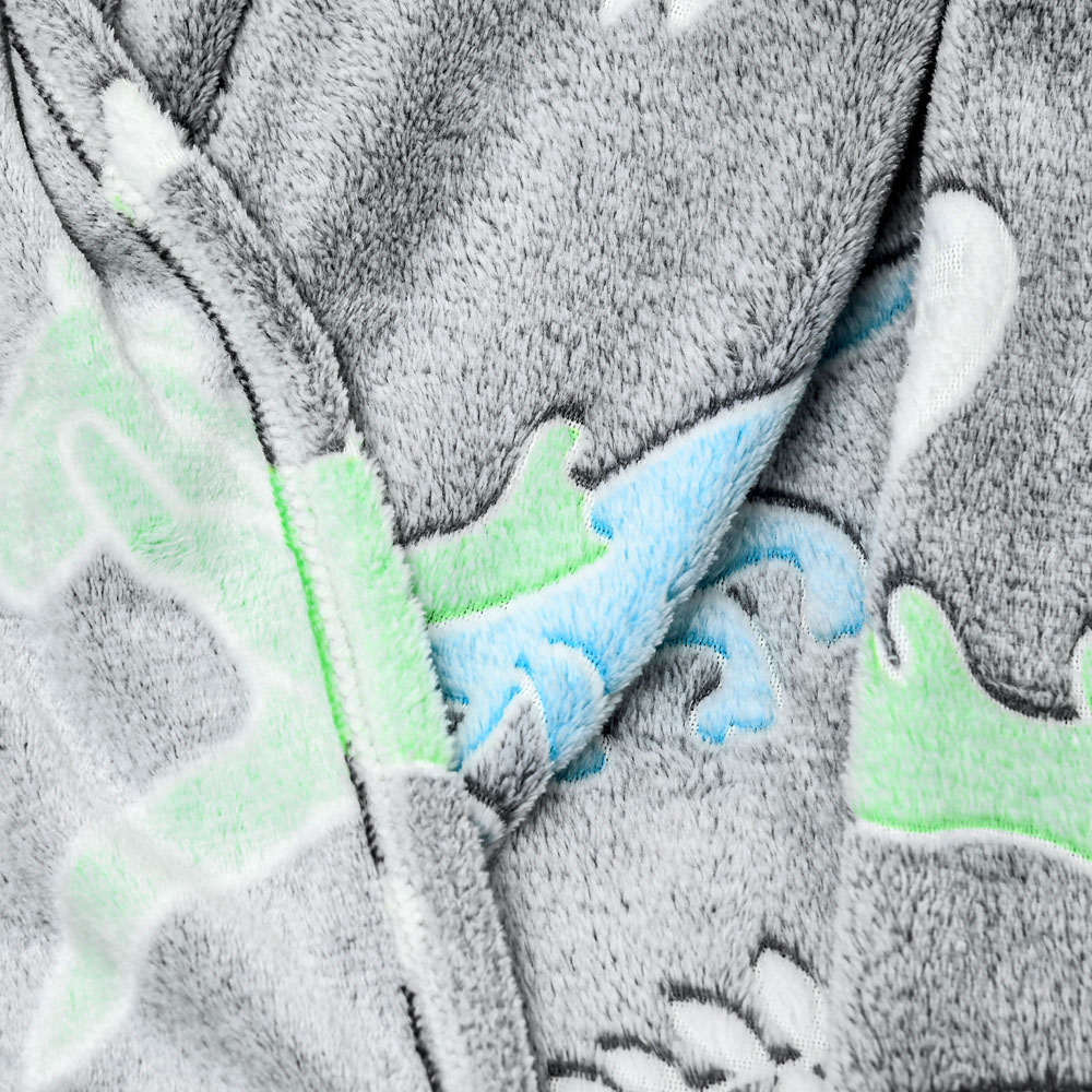 HOMCOM Kids Dinosaur Luminous Grey Fleece Blanket 203 x 152cm Image 3