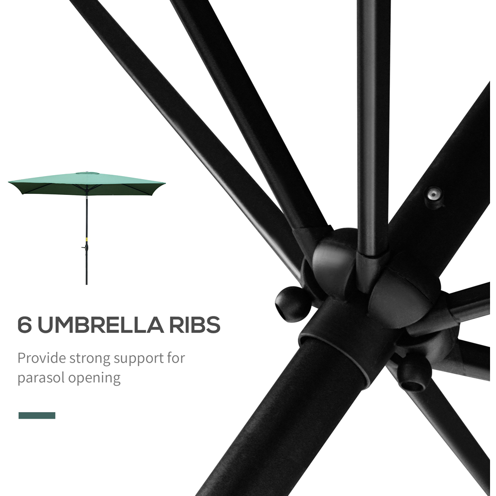 Outsunny Green Crank and Tilt Parasol 2 x 3m Image 6