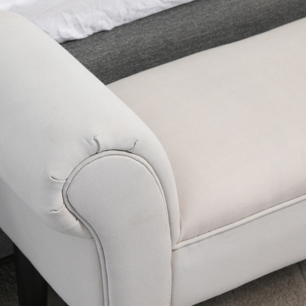 Portland Grey Small Linen Upholstered Bench Image 3