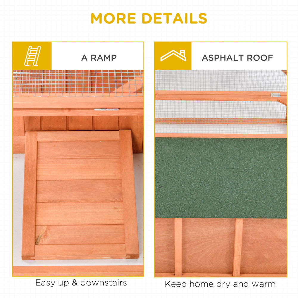 PawHut Wooden Rabbit Hutch with Openable Roof Image 5