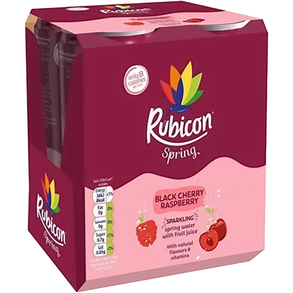 Rubicon Spring Black Cherry and Raspberry Sparkling Spring Water 4 x 330ml Image