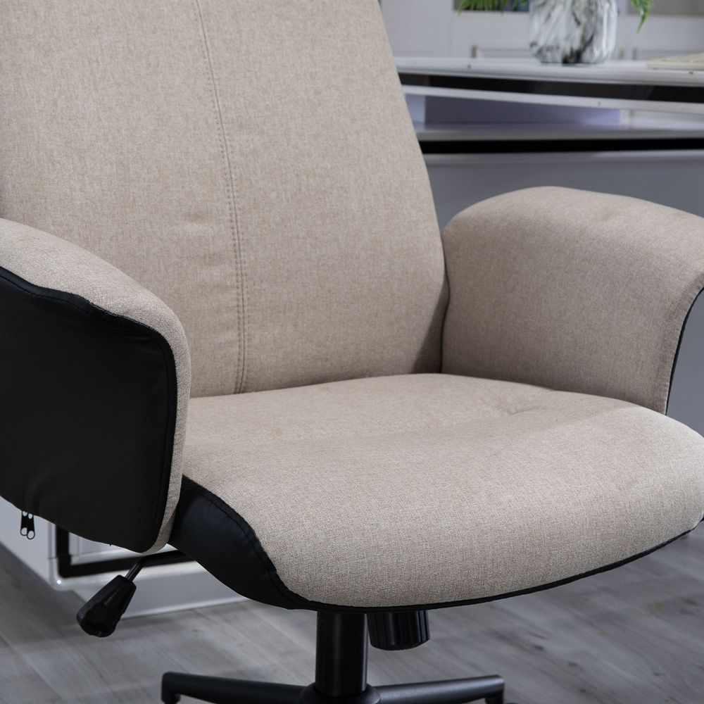 Portland Cream Linen Swivel Office Chair Image 3