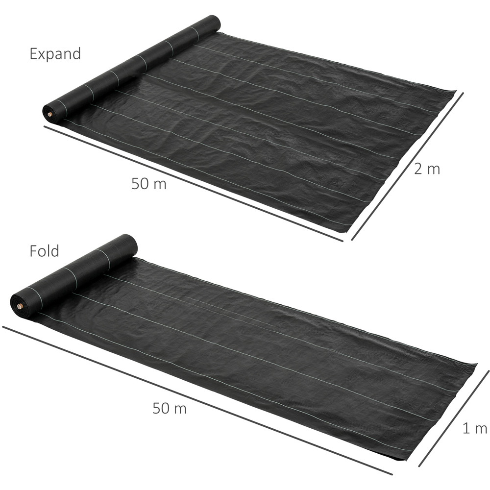 Outsunny Premium Heavy Duty Weed Barrier Gardening Mat 2 x 50m Image 8