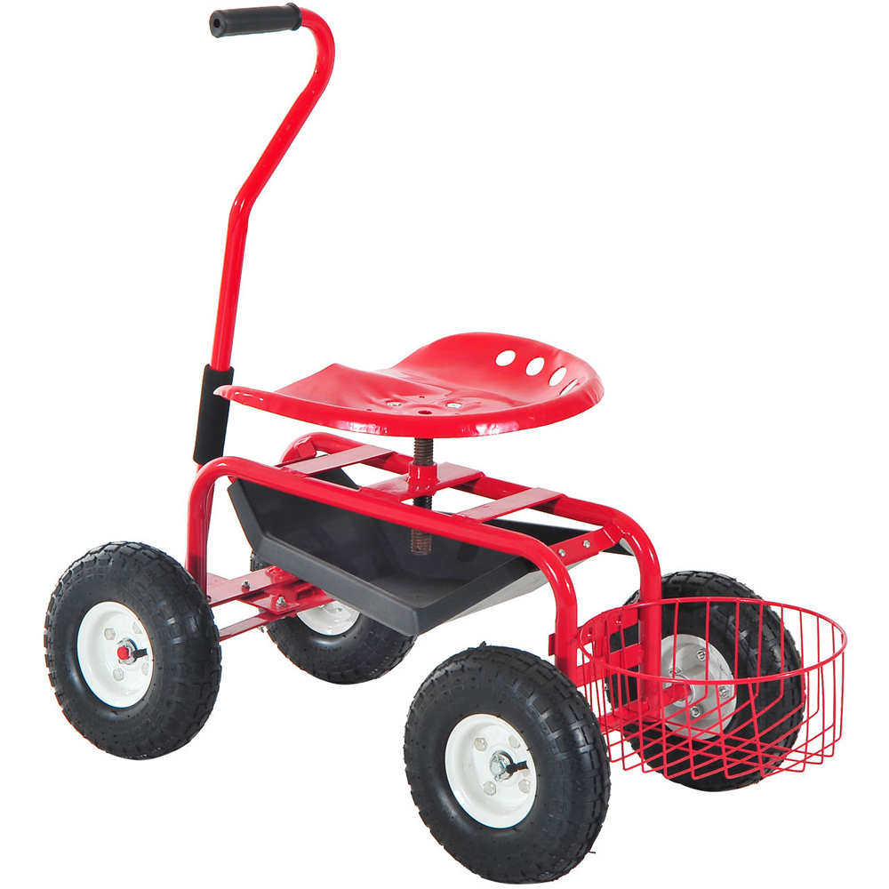Outsunny Red Swivel Garden Trolley 150kg Image 1