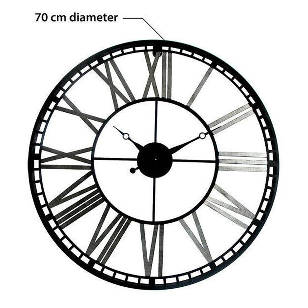 WALPLUS Black Industrial Iron Clock 70cm Image 4