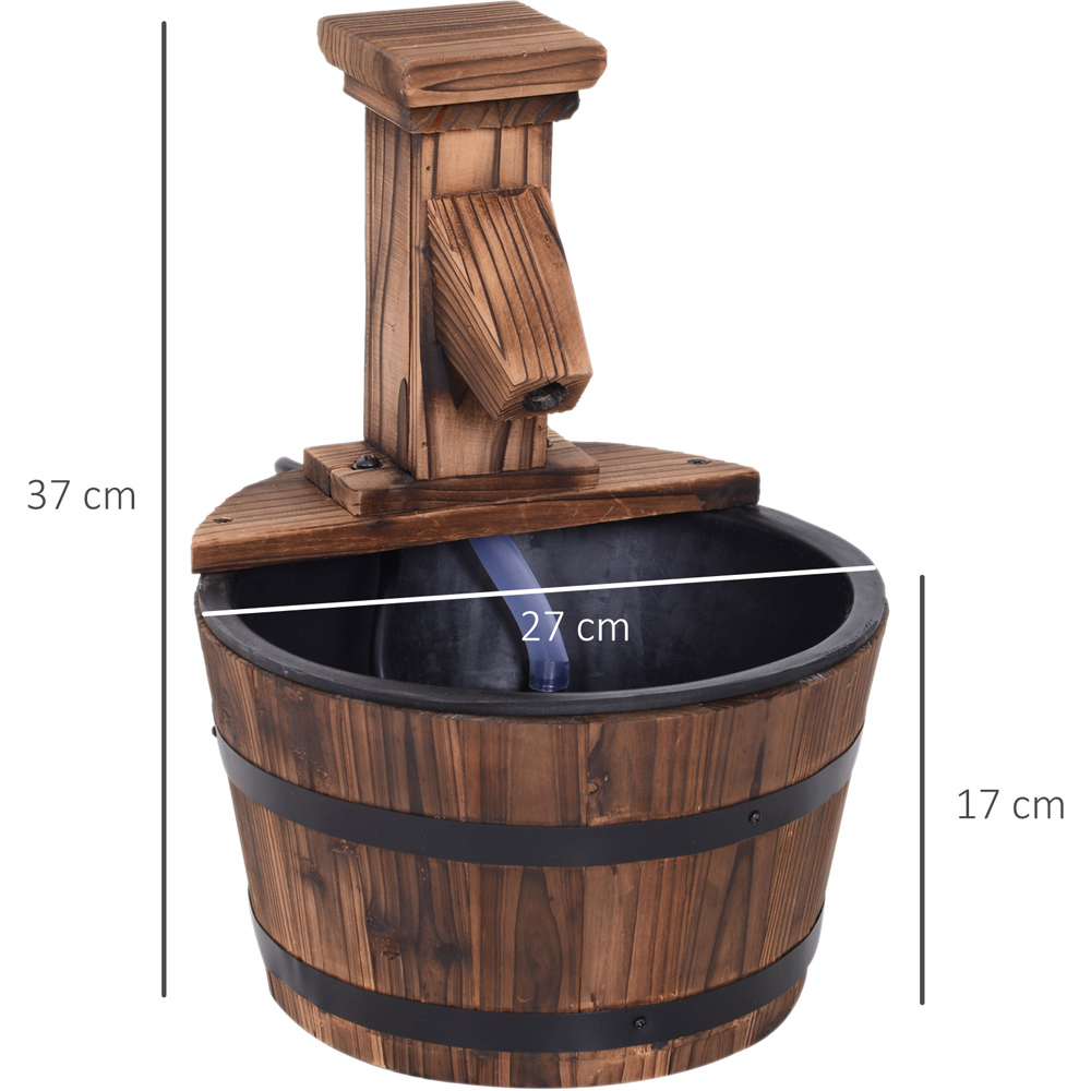 Outsunny Wood Barrel Pump Patio Electric Water Feature Image 7