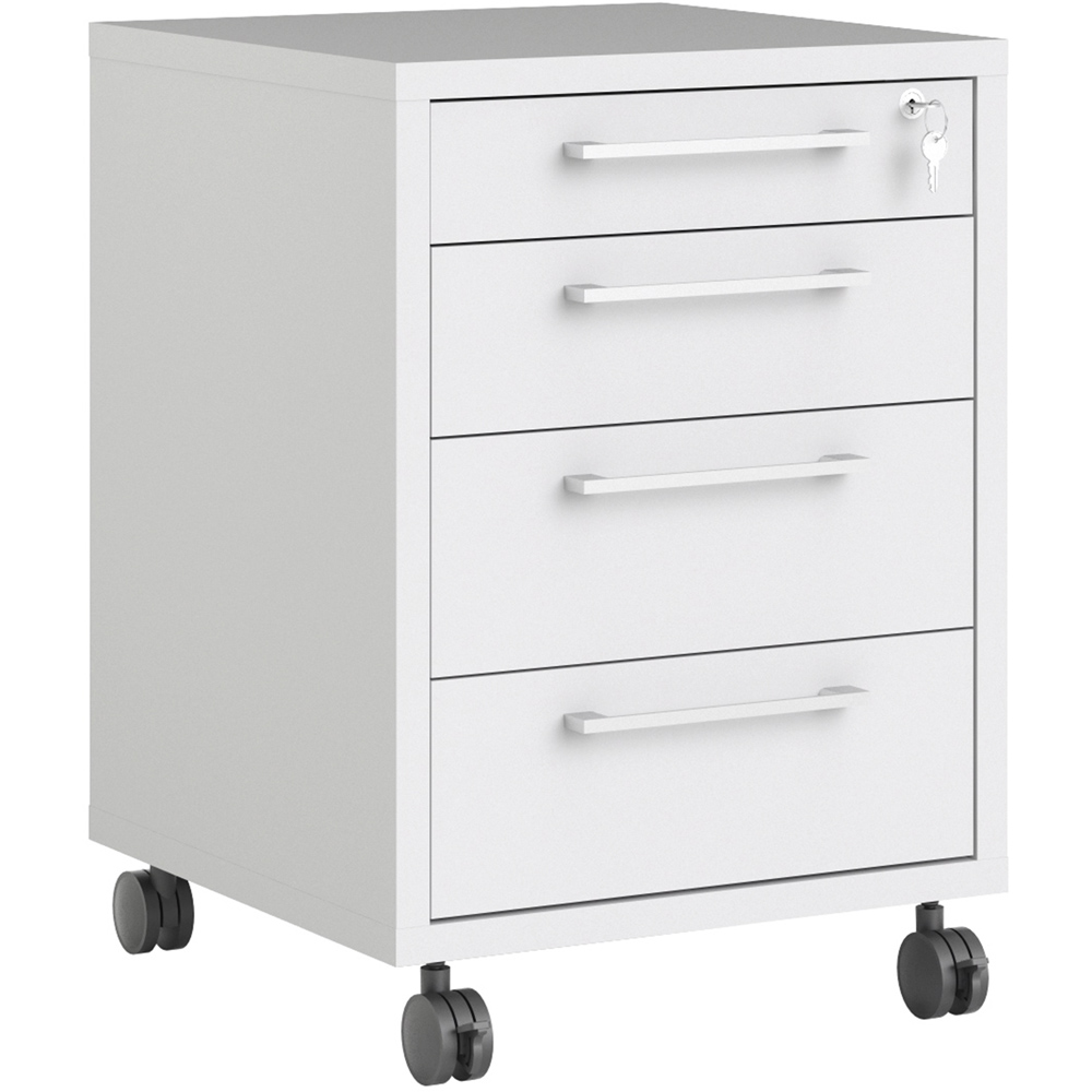 Florence 4 Drawer White Mobile Cabinet Image 2