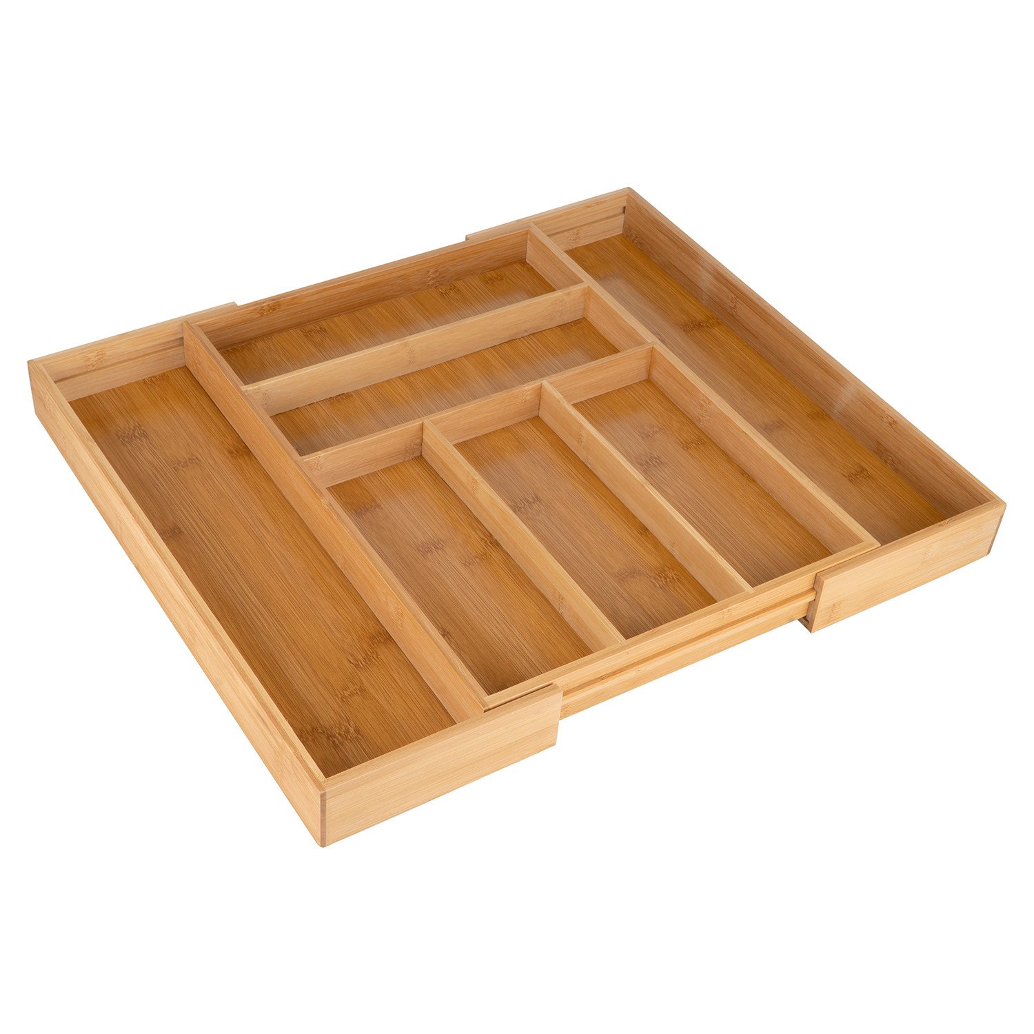 Large Extendable Bamboo Cutlery Tray Image 1