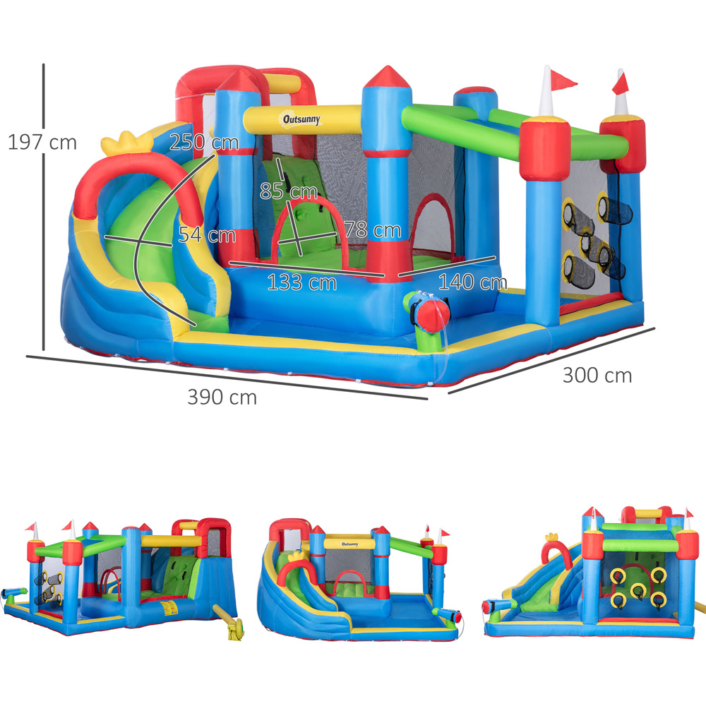 Outsunny 6 in 1 Kids Inflatable Bouncy Castle with Water Gun and Blower Image 7