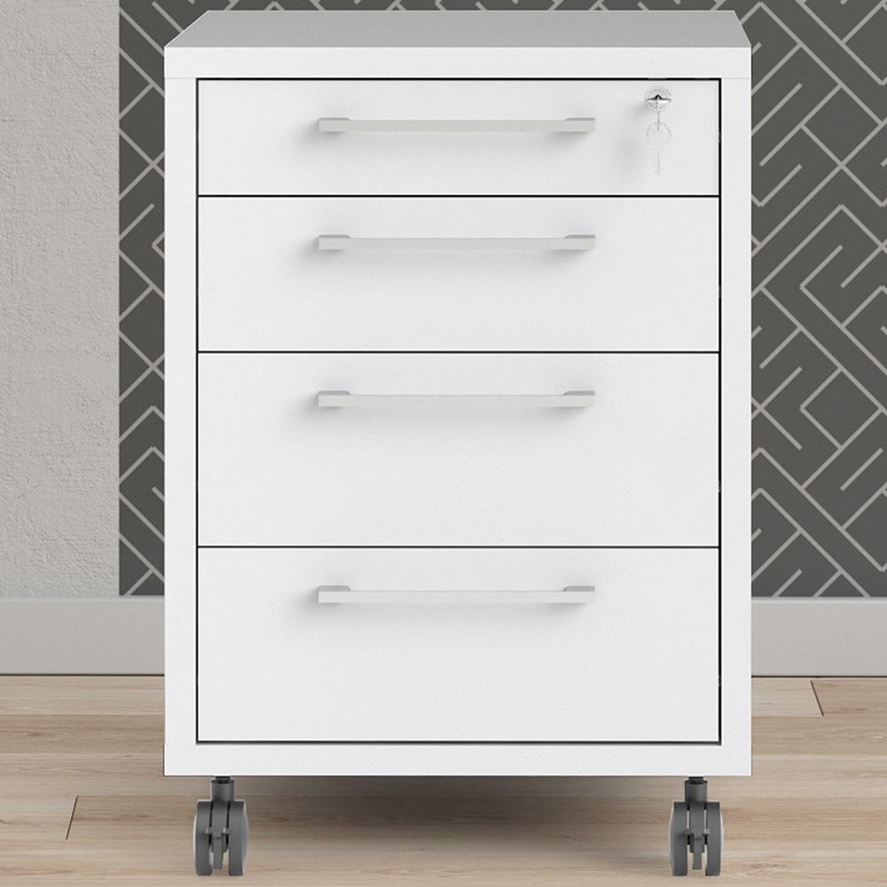 Florence 4 Drawer White Mobile Cabinet Image 1