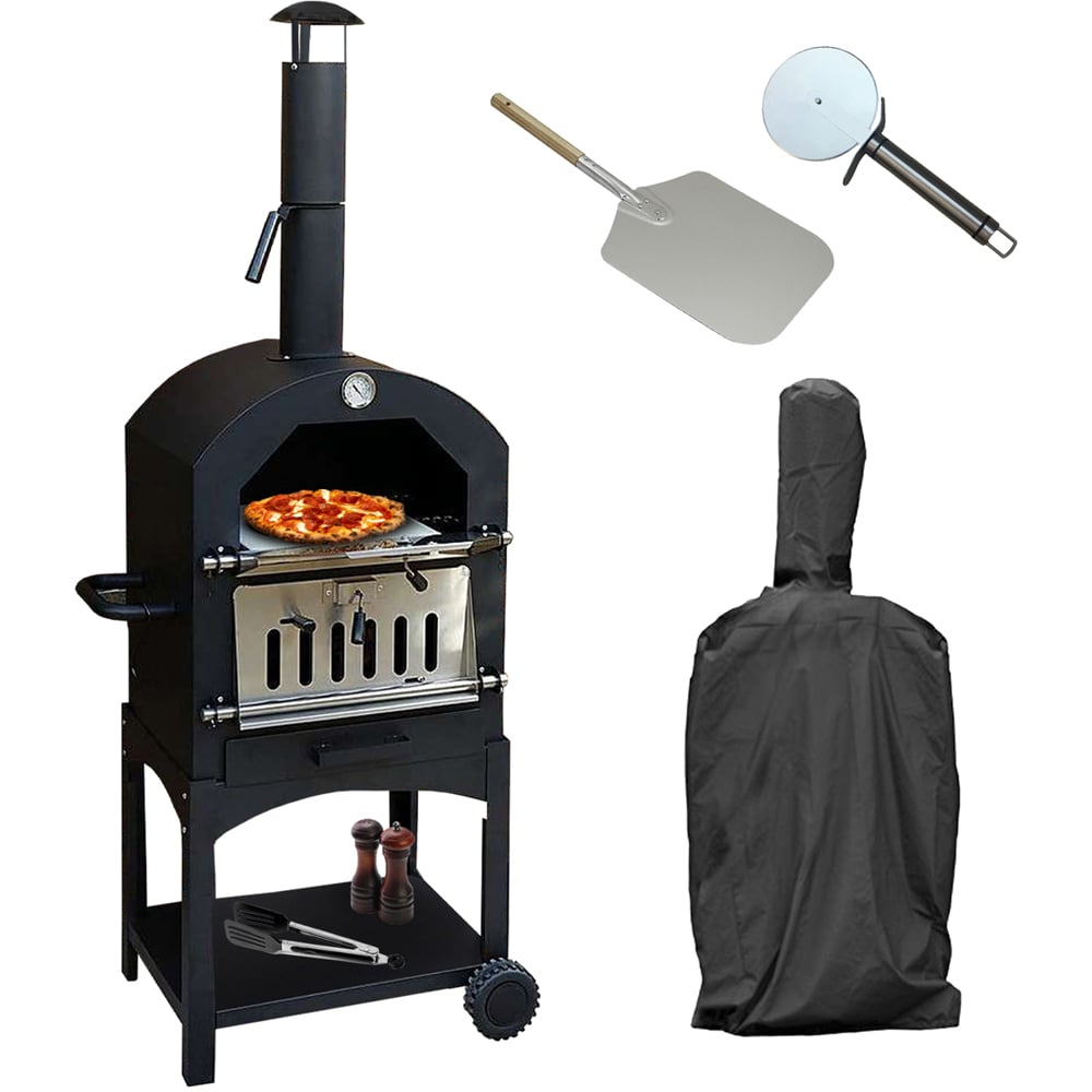 KuKoo Black Outdoor Pizza Oven and Cover Image 1