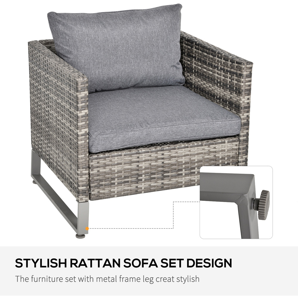 Outsunny PE Rattan 4 Seater Sofa Dining Set Deep Grey Image 6