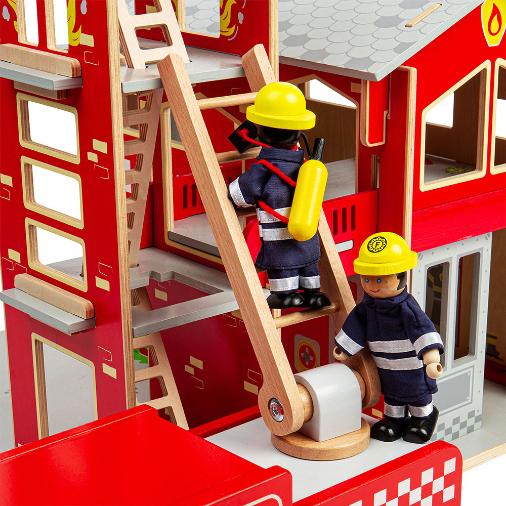 Bigjig Toys Wooden City Fire Station Playset Image 5