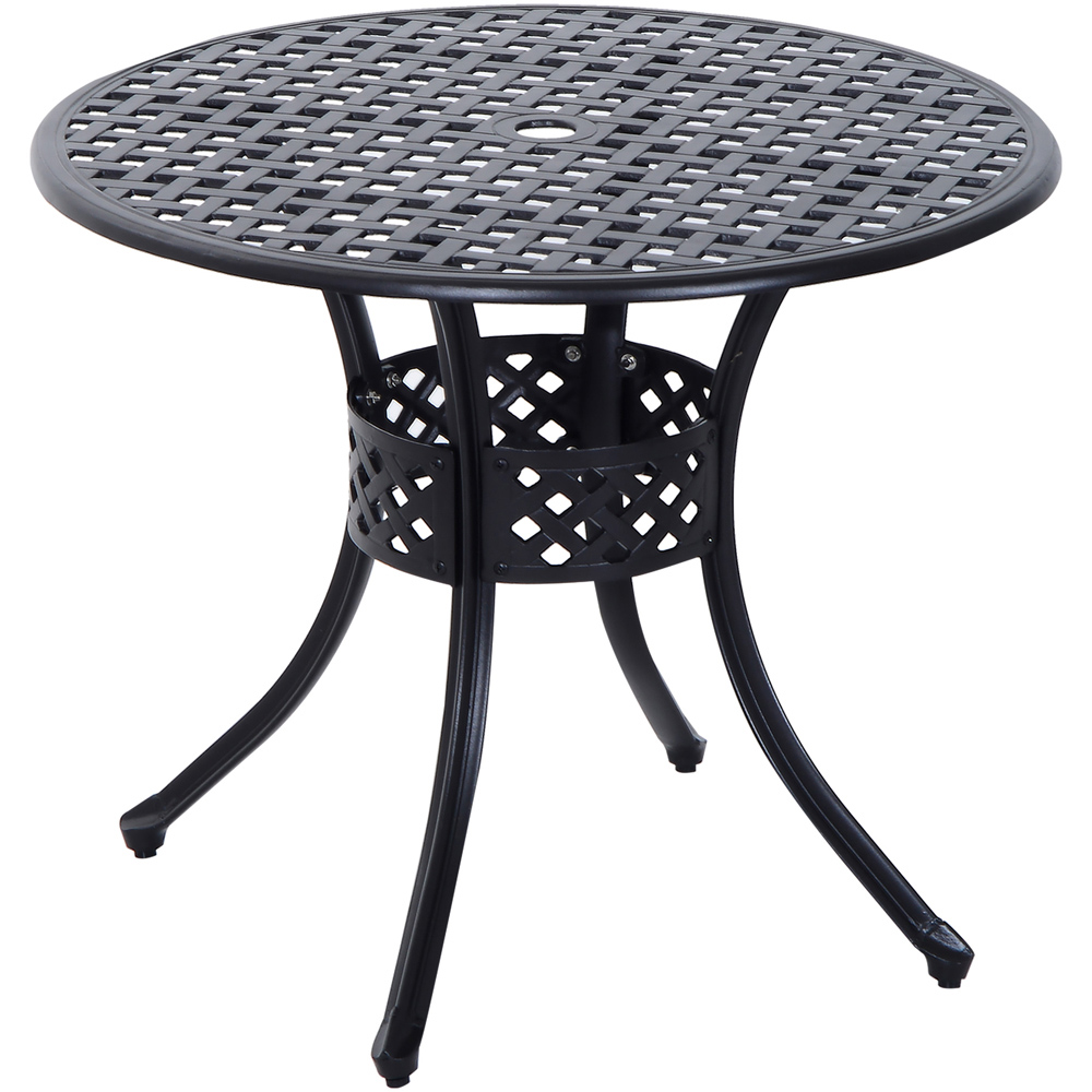 Outsunny Black Curved Metal Garden Table with Parasol Hole Image 2