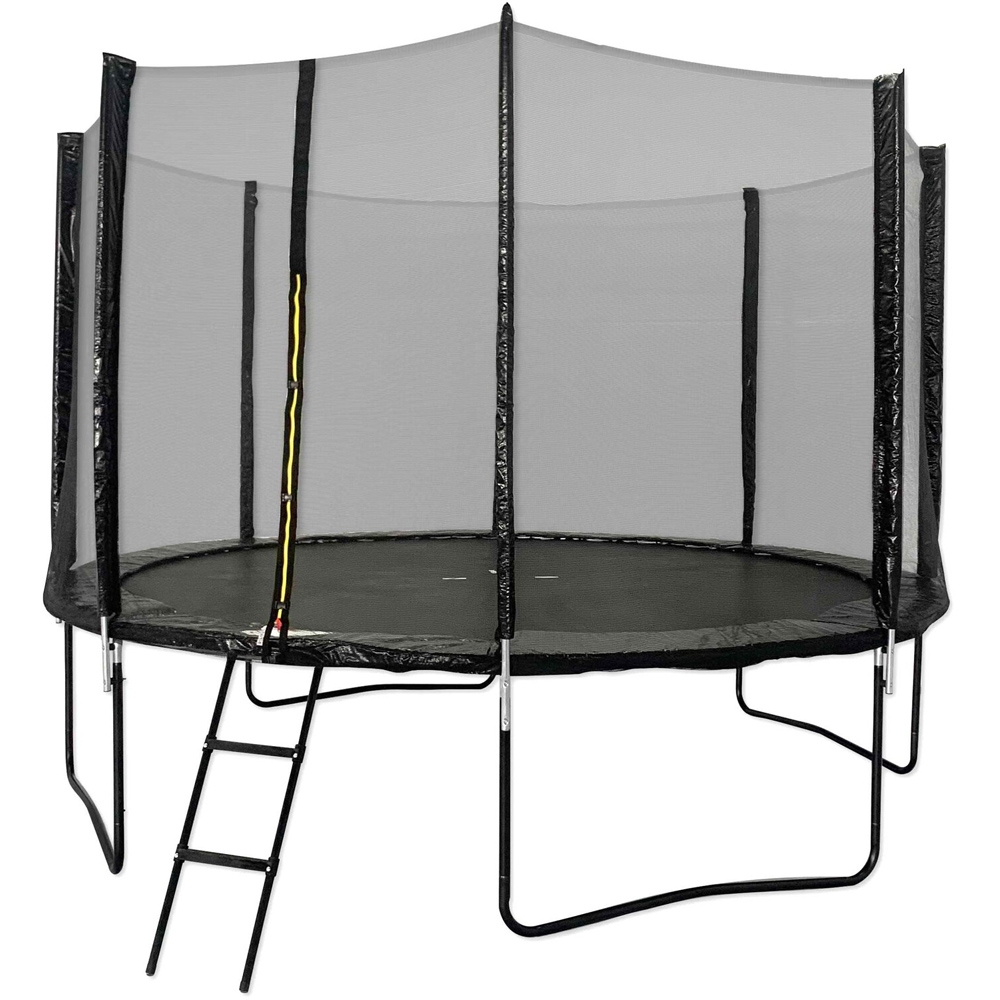 Trampoline Warehouse 14ft Black Trampoline with Safety Enclosure Net Image 1