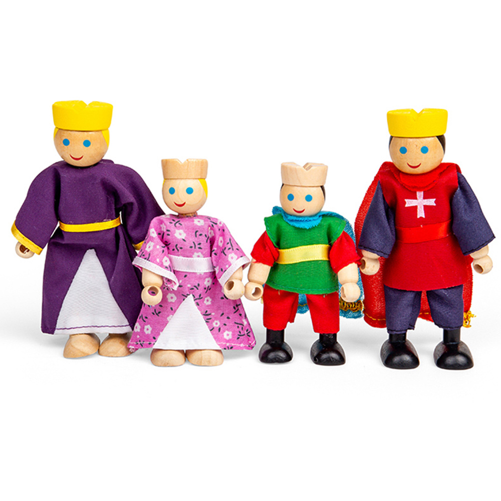 Bigjigs Toys Kids 4 Piece Wooden Royal Family Dolls Set Image 2
